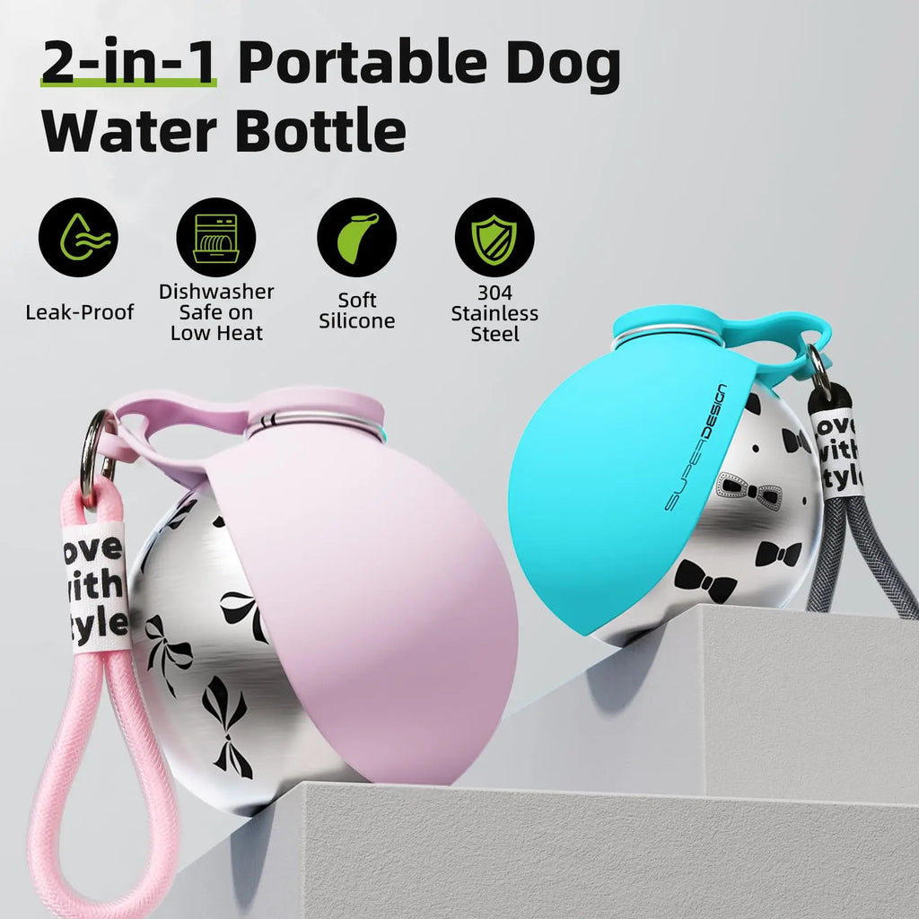 2-in-1 Dog Travel Water Bottle