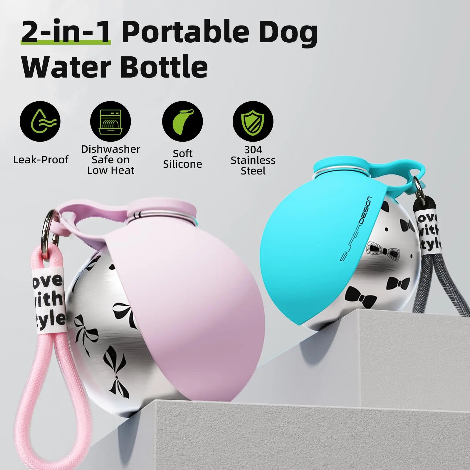 2-in-1 Dog Travel Water Bottle