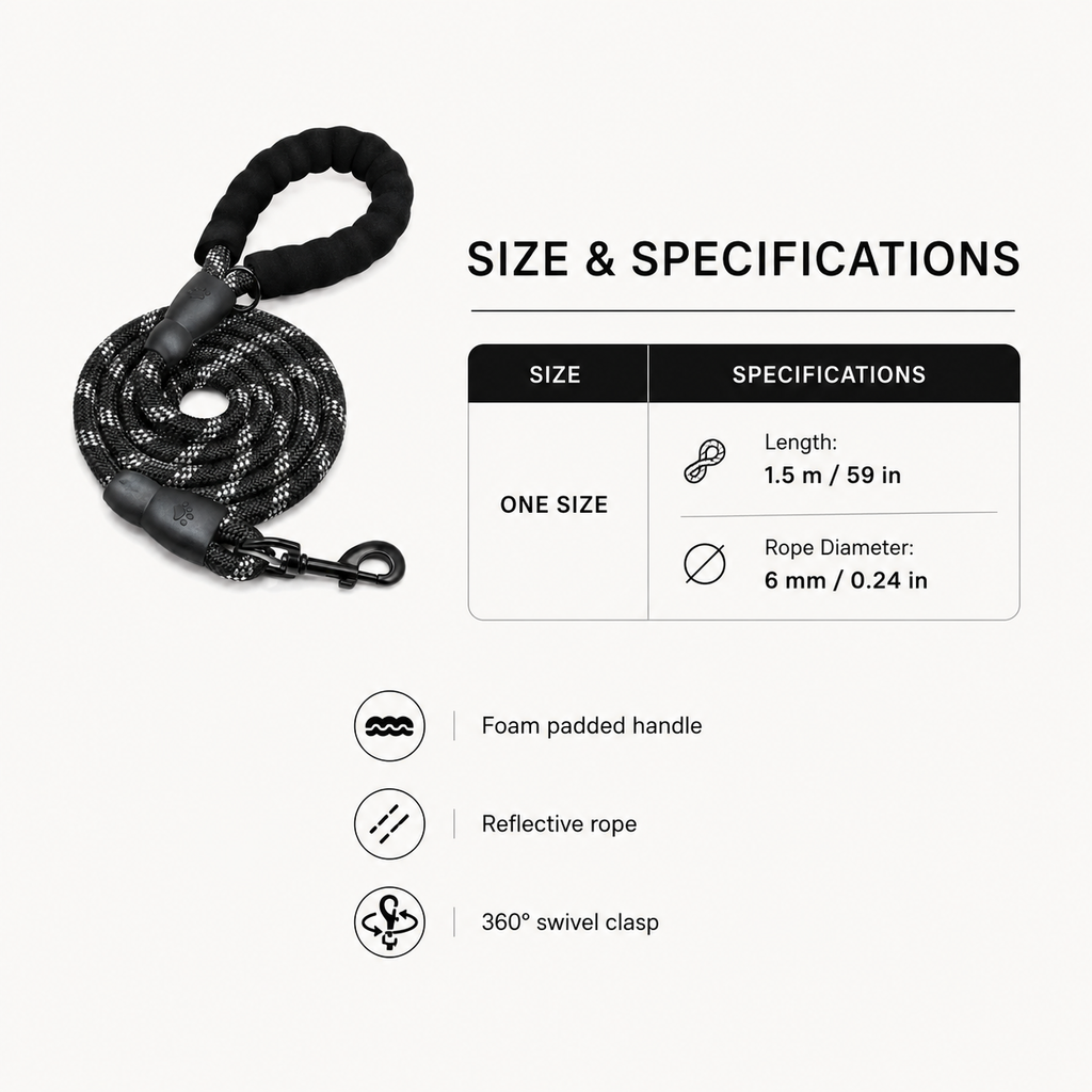 Reflective Dog Lead with Padded Handle