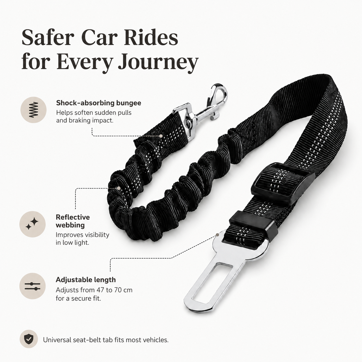 Dog Car Seat Belt with Elastic Shock Absorber