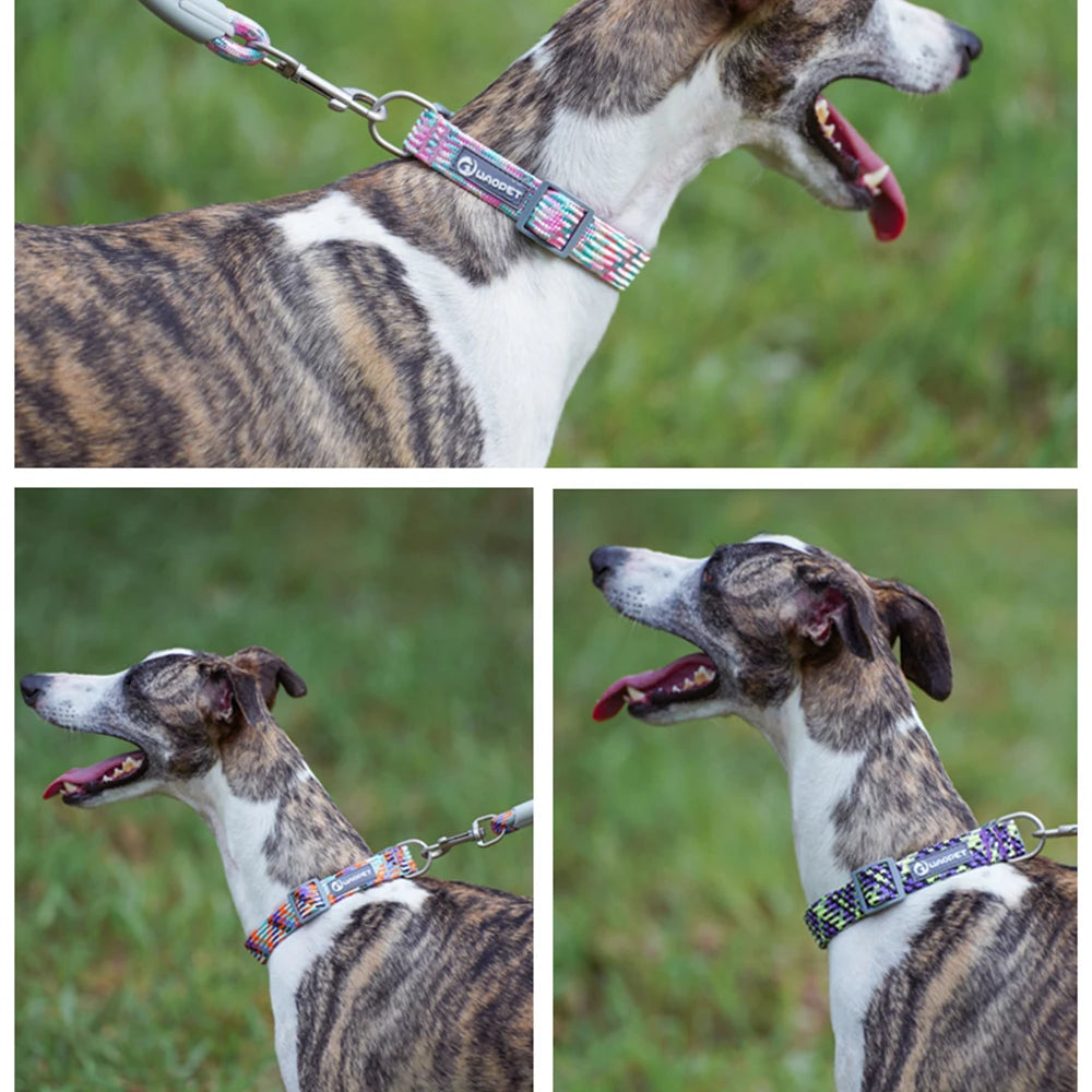 Reflective Dog Collar Adjustable Nylon with Quick Release Buckle