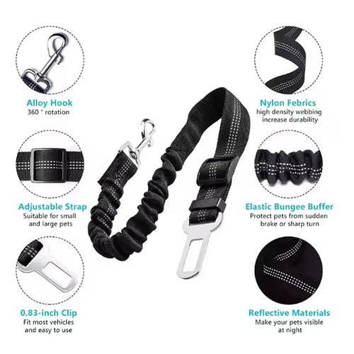 Dog Car Seat Belt with Elastic Shock Absorber