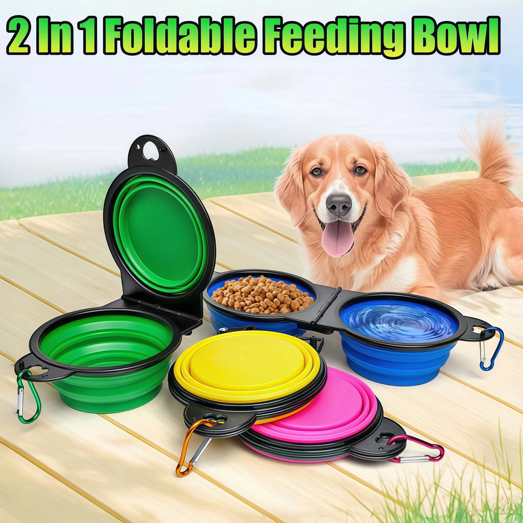 2-in-1 Collapsible Dog Travel Bowl