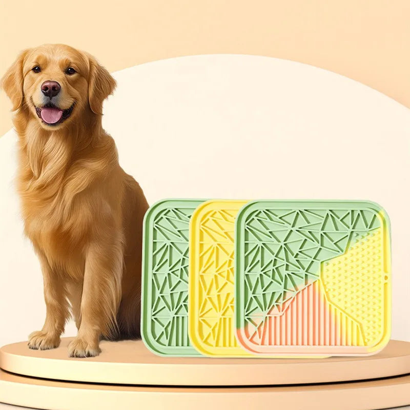 Dog Lick Mat with Suction Cups – Square Textured Design