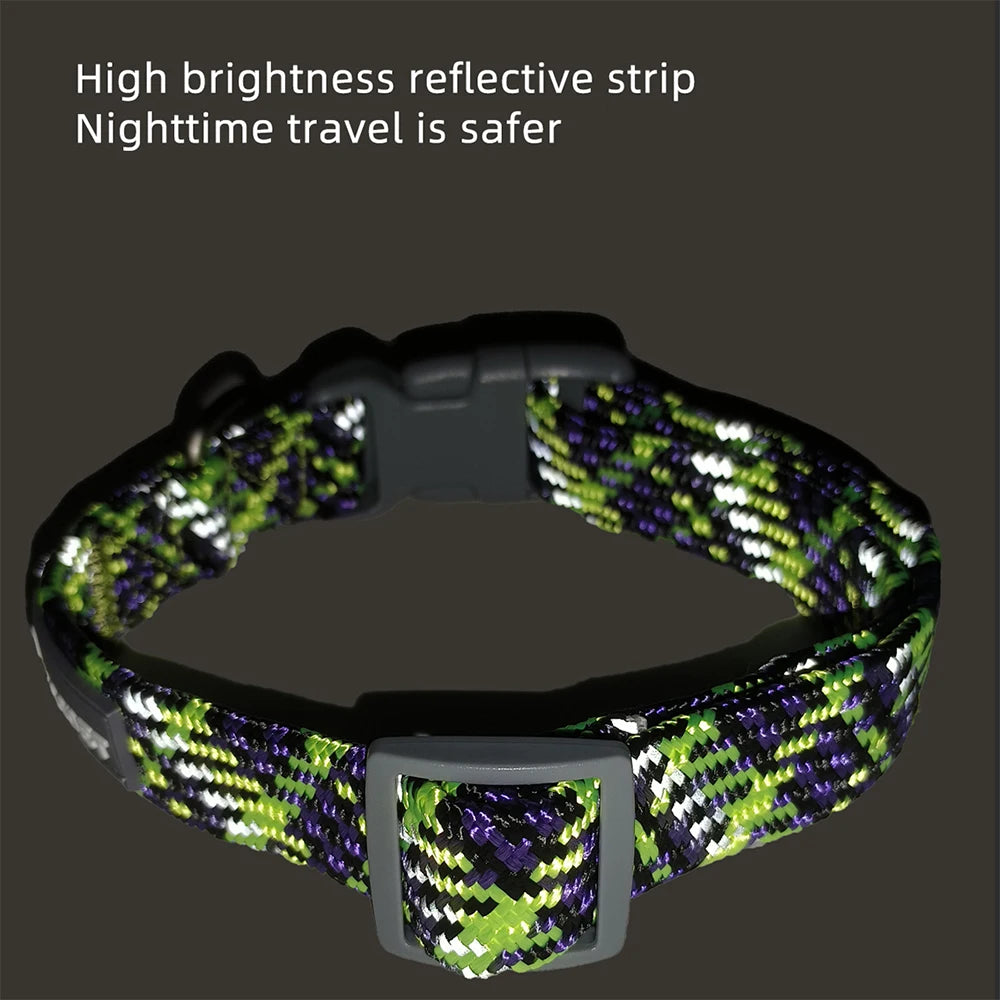 Reflective Dog Collar Adjustable Nylon with Quick Release Buckle