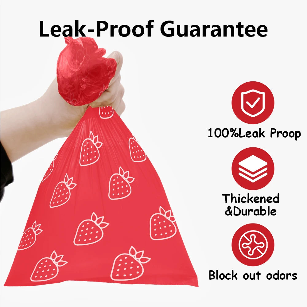 Strawberry Scented Dog Poo Bags with Holder